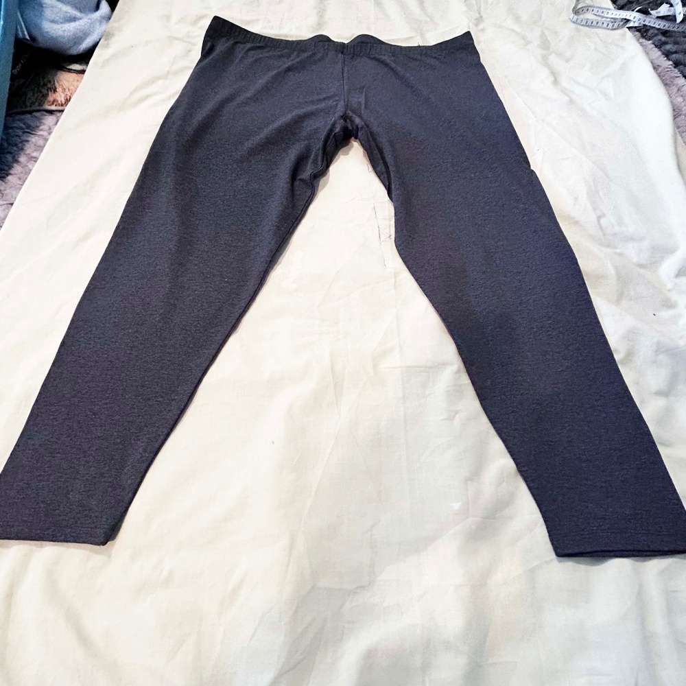LEGGINGS, FLAT WAISTBAND, ASH GREY MIX, SIZE 4X, PULL ON, COTTON/ELASTANE/SPANDE